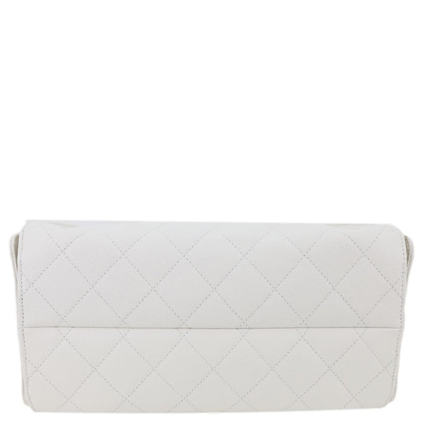 CHANEL 25 Small Quilted Caviar Leather Shoulder Bag White