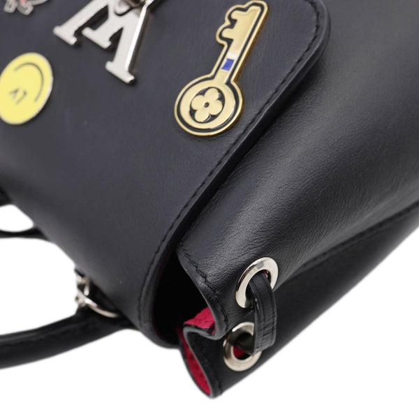 LOUIS VUITTON My Lockme Mini Soft Calfskin Pins Leather Backpack Black