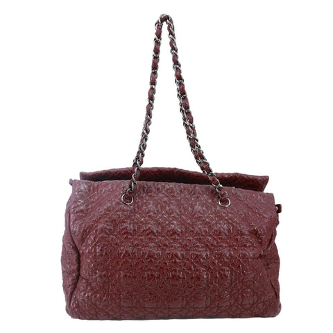 CHANEL Paris-Moscou Rock In Moscou Patent Leather Tote Bag Burgundy