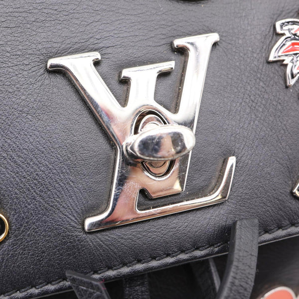 LOUIS VUITTON My Lockme Mini Soft Calfskin Pins Leather Backpack Black