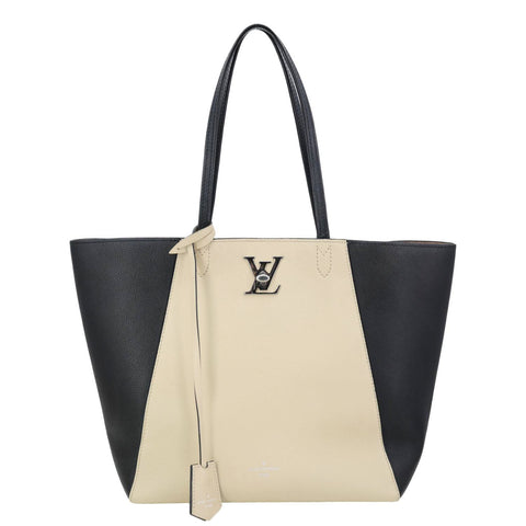 LOUIS VUITTON Lockme Cabas Leather Tote Bag Bicolor
