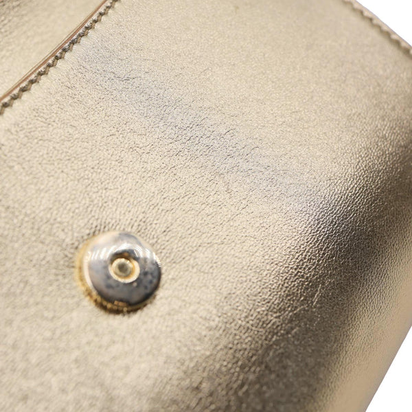 YVES SAINT LAURENT Y-Mail Metallic Calfskin Leather Clutch Gold