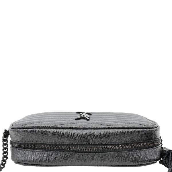 YVES SAINT LAURENT Lou Chevron Leather Camera Bag Black