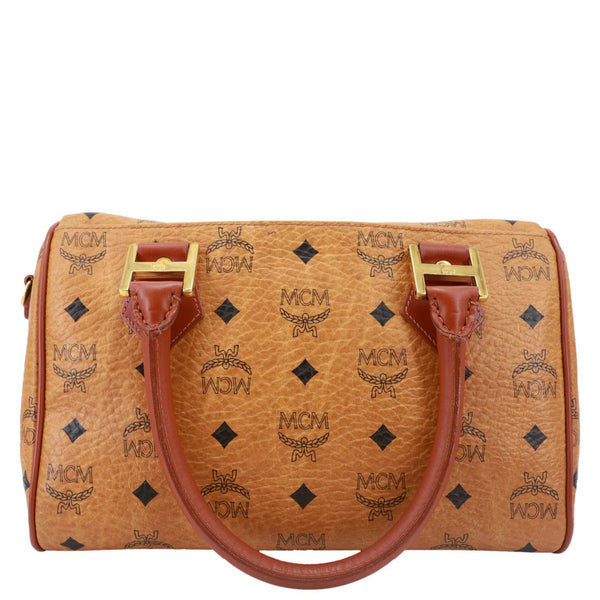 MCM Monogram Visetos Canvas Boston Bag Cognac