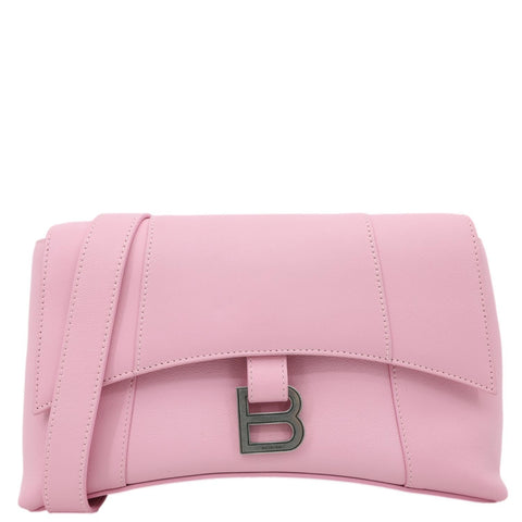 Balenciaga Downtown Hourglass Small Soft Leather Shoulder Bag Pink