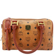 MCM Monogram Visetos Canvas Boston Bag Cognac
