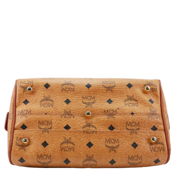 MCM Monogram Visetos Canvas Boston Bag Cognac