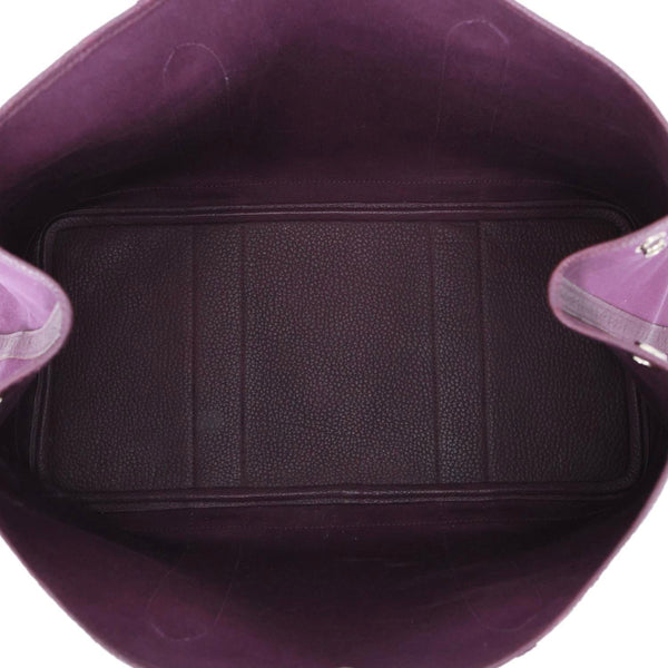 HERMES Garden Party 36 Canvas Negonda Leather Tote Bag Purple