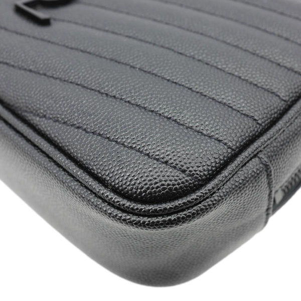 YVES SAINT LAURENT Lou Chevron Leather Camera Bag Black