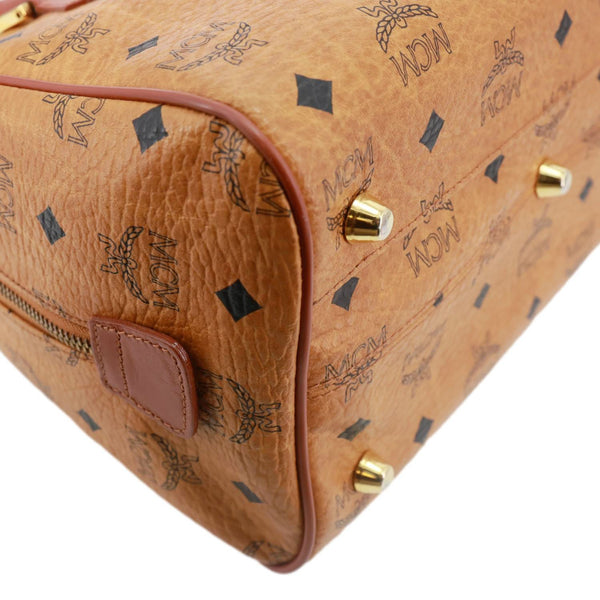 MCM Monogram Visetos Canvas Boston Bag Cognac