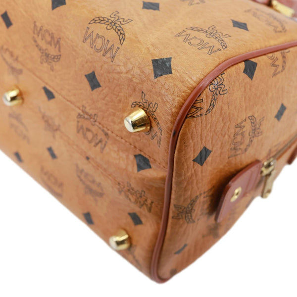 MCM Monogram Visetos Canvas Boston Bag Cognac