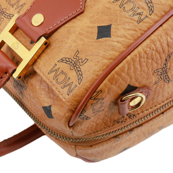 MCM Monogram Visetos Canvas Boston Bag Cognac