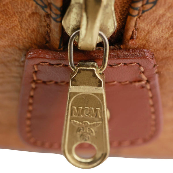 MCM Monogram Visetos Canvas Boston Bag Cognac