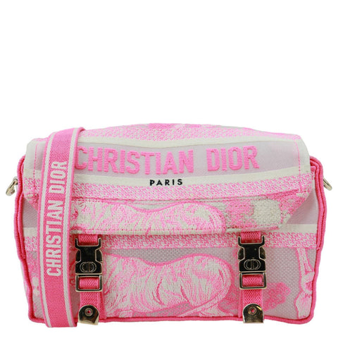 CHRISTIAN DIOR Diorcamp Toile de Jouy Embroidered Canvas Messenger Bag Pink
