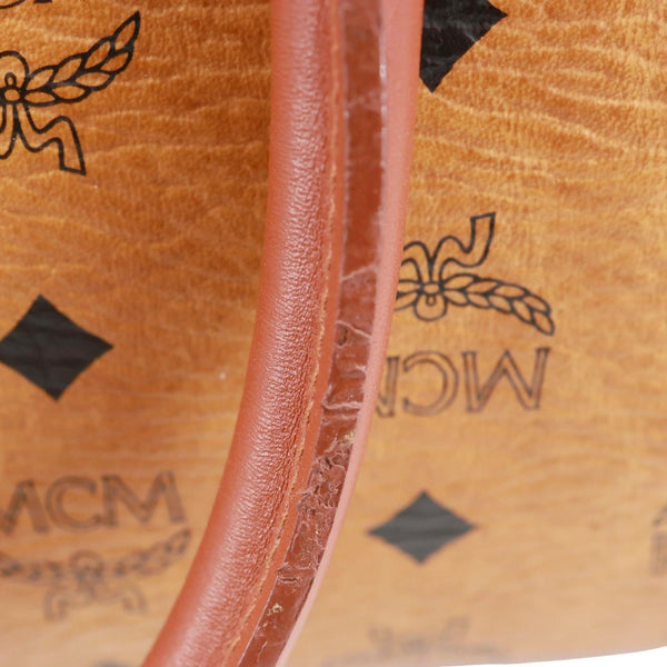 MCM Monogram Visetos Canvas Boston Bag Cognac