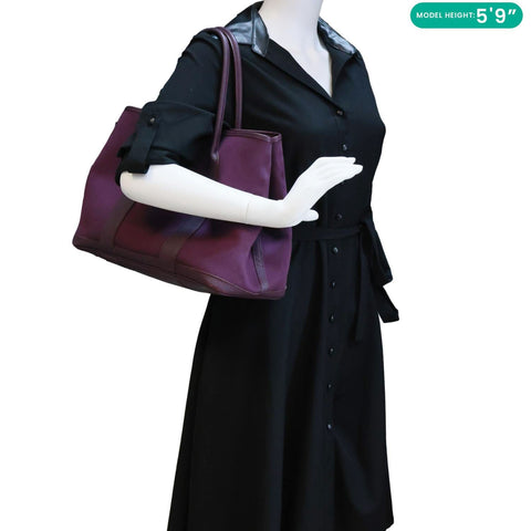HERMES Garden Party 36 Canvas Negonda Leather Tote Bag Purple
