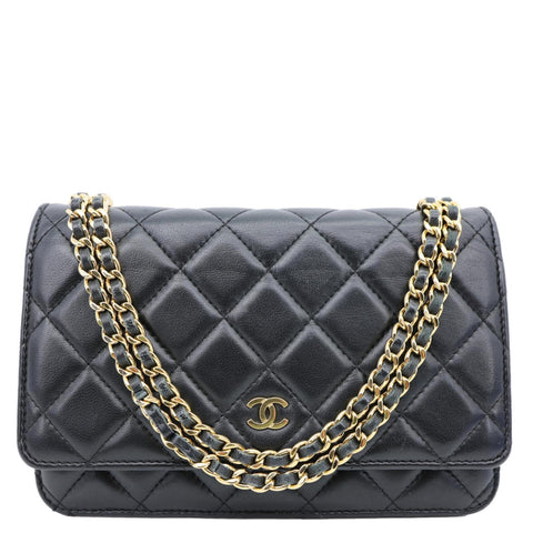 CHANEL WOC Wallet on Chain Leather Shoulder Bag Black