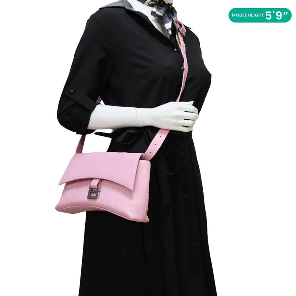 Balenciaga Downtown Hourglass Small Soft Leather Shoulder Bag Pink