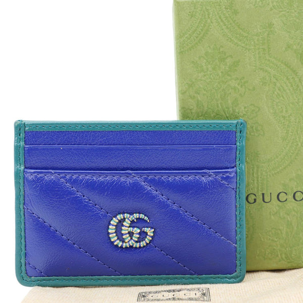 GUCCI Torchon GG Calfskin Leather Card Holder Blue 573812