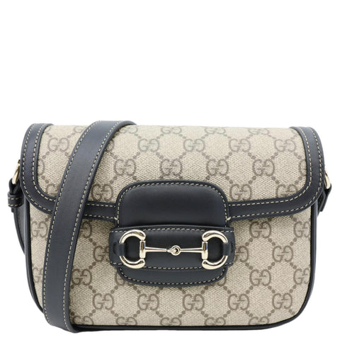 GUCCI Horsebit 1955 GG Supreme Canvas Shoulder Bag Beige 602204