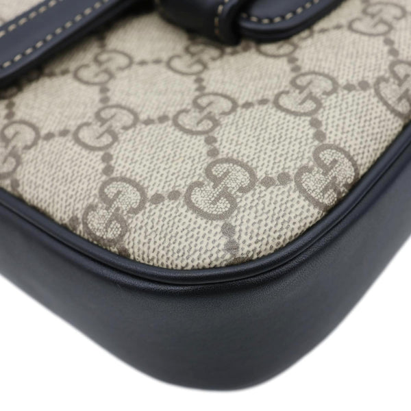 GUCCI Horsebit 1955 GG Supreme Canvas Shoulder Bag Beige 602204