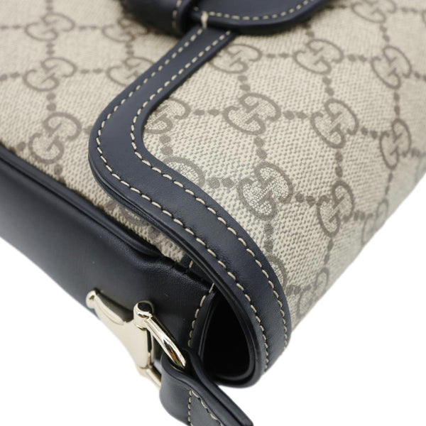 GUCCI Horsebit 1955 GG Supreme Canvas Shoulder Bag Beige 602204