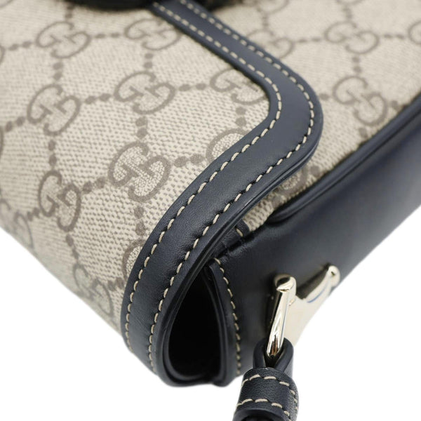 GUCCI Horsebit 1955 GG Supreme Canvas Shoulder Bag Beige 602204
