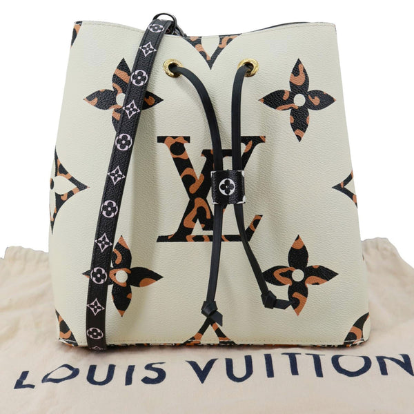 LOUIS VUITTON Neonoe MM Giant Jungle Canvas Bucket Shoulder Bag White