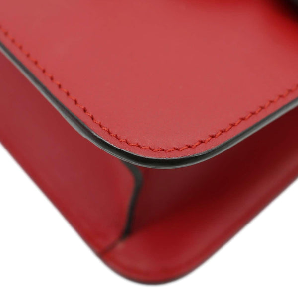 GUCCI Pearly Peony Leather Chain Shoulder Bag Red 432281