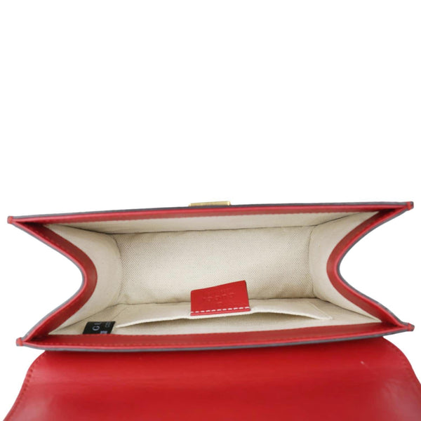 GUCCI Pearly Peony Leather Chain Shoulder Bag Red 432281