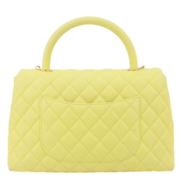 CHANEL Coco Handle Flap Quilted Caviar Leather Crossbody Bag Light Yellow