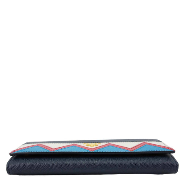 PRADA Saffiano Leather Continental Wallet Navy Blue