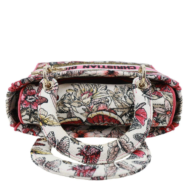 CHRISTIAN DIOR Lady D-Lite Medium Embroidered Butterfly Canvas Shoulder Bag Multicolor