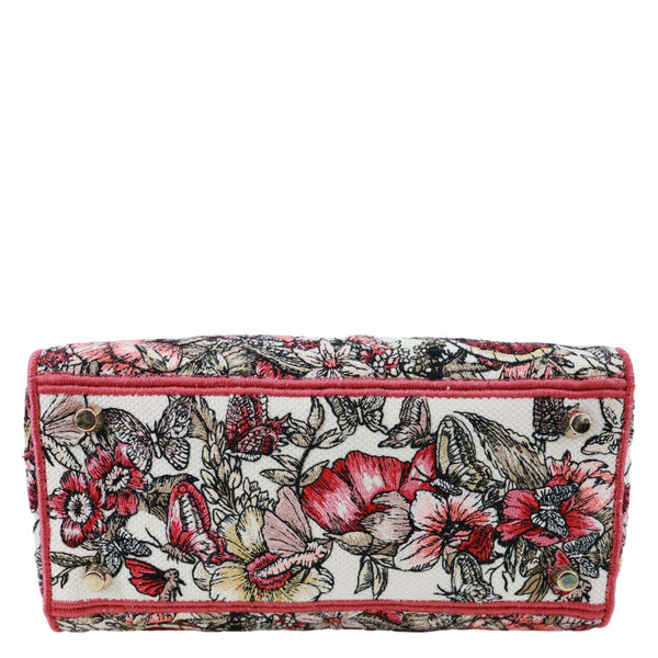 CHRISTIAN DIOR Lady D-Lite Medium Embroidered Butterfly Canvas Shoulder Bag Multicolor