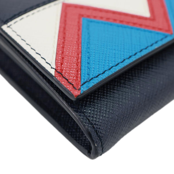 PRADA Saffiano Leather Continental Wallet Navy Blue