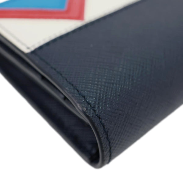 PRADA Saffiano Leather Continental Wallet Navy Blue