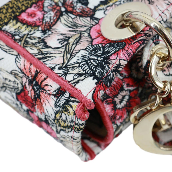 CHRISTIAN DIOR Lady D-Lite Medium Embroidered Butterfly Canvas Shoulder Bag Multicolor