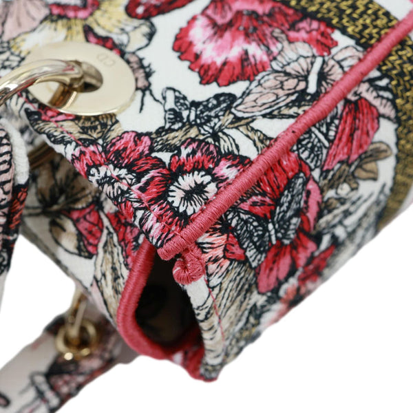 CHRISTIAN DIOR Lady D-Lite Medium Embroidered Butterfly Canvas Shoulder Bag Multicolor