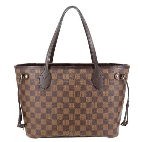 LOUIS VUITTON Neverfull PM Damier Ebene Tote Shoulder Bag Brown