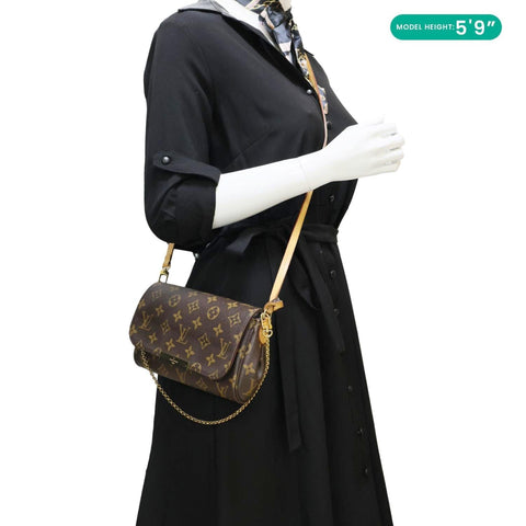 LOUIS VUITTON Favorite MM Monogram Canvas Shoulder Bag Brown