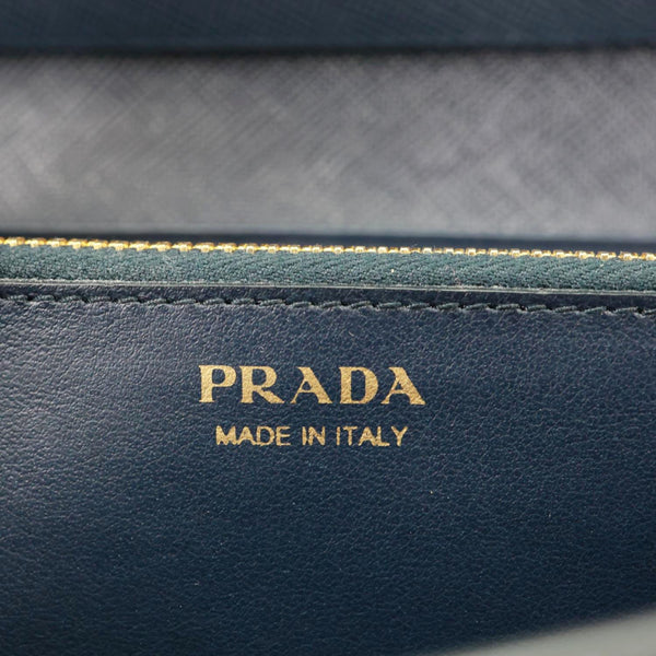 PRADA Saffiano Leather Continental Wallet Navy Blue