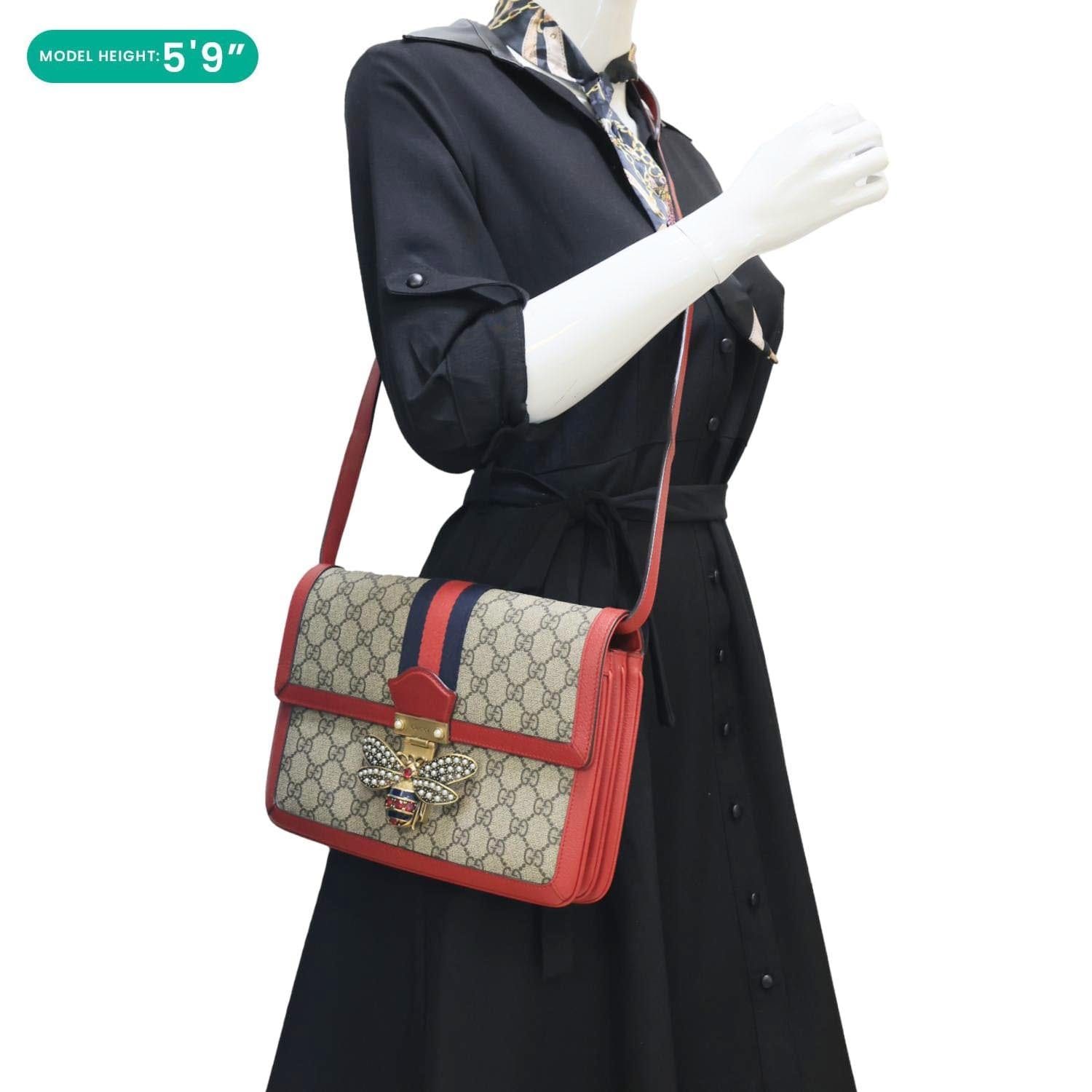 GUCCI Queen Margaret Medium GG Supreme Canvas Shoulder Bag Red 524356