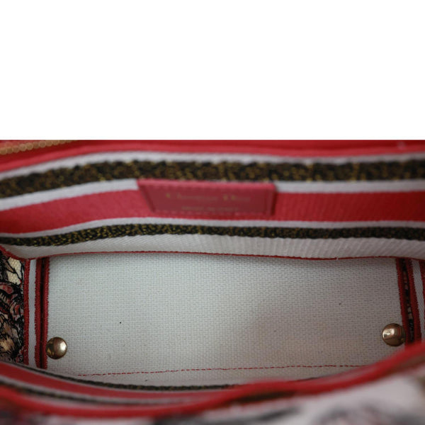 CHRISTIAN DIOR Lady D-Lite Medium Embroidered Butterfly Canvas Shoulder Bag Multicolor