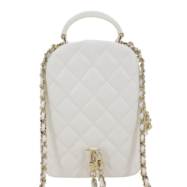 CHANEL Classic CC Mini Quilted Caviar Leather Backpack White