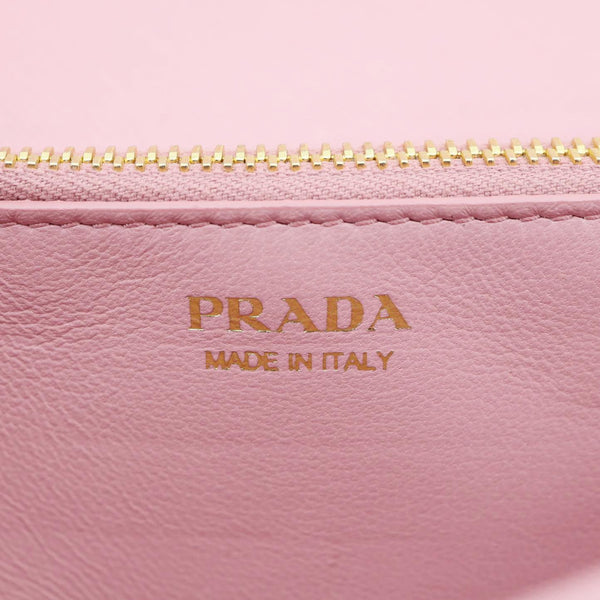 PRADA Chain Flap Saffiano Leather Crossbody Bag Pink