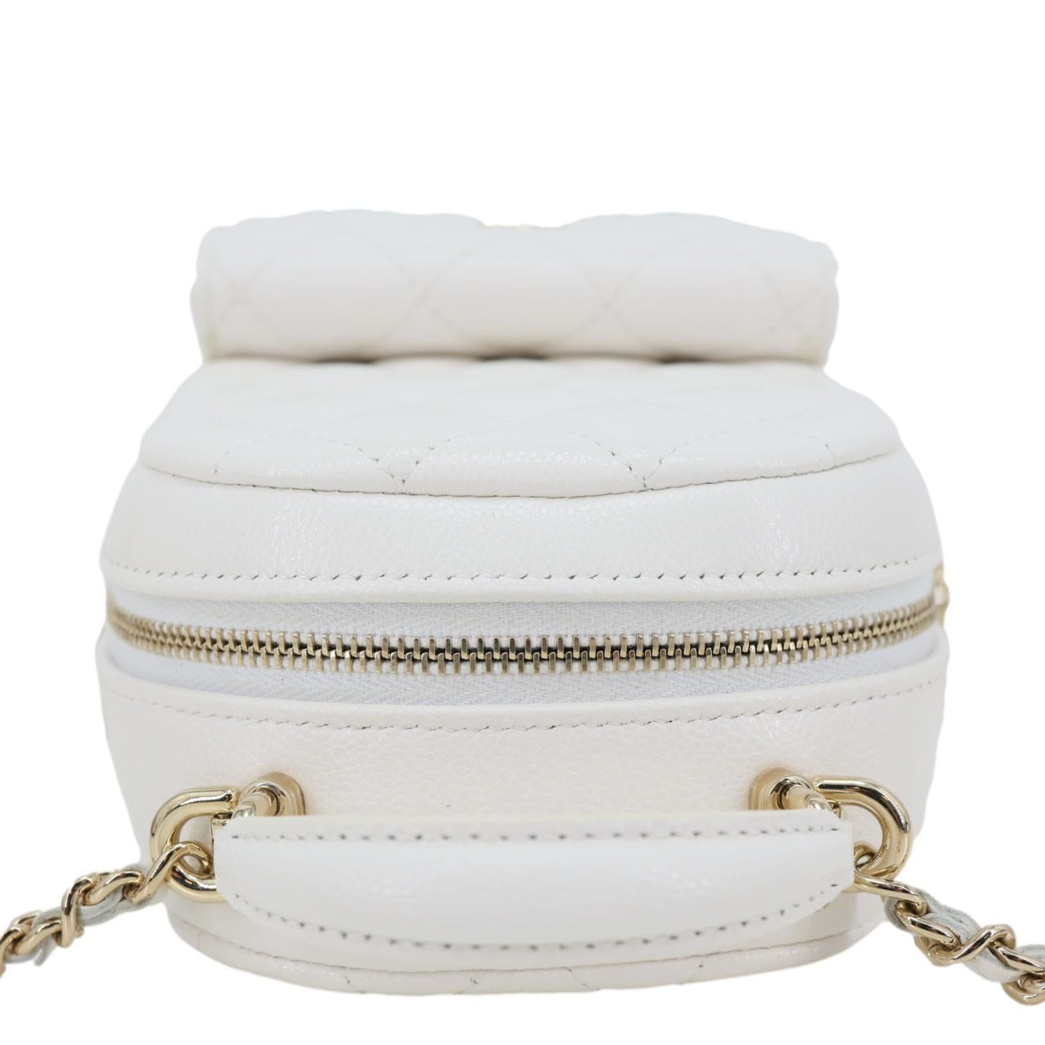 chanel classic mini backpack CHANEL Classic CC Mini Quilted Caviar Leather Backpack White