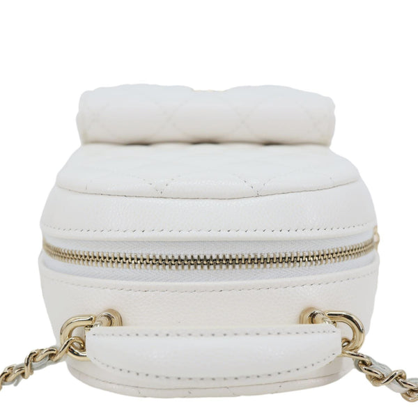 CHANEL Classic CC Mini Quilted Caviar Leather Backpack White