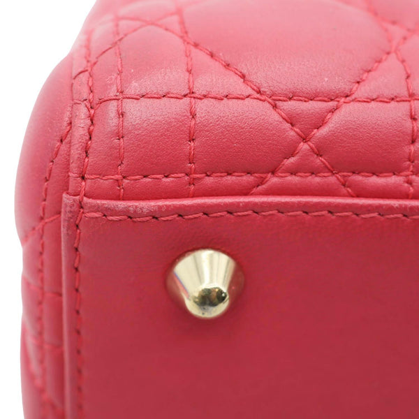 CHRISTIAN DIOR Lady Dior Large Quilted Lambskin Leather Shoulder Bag Pink