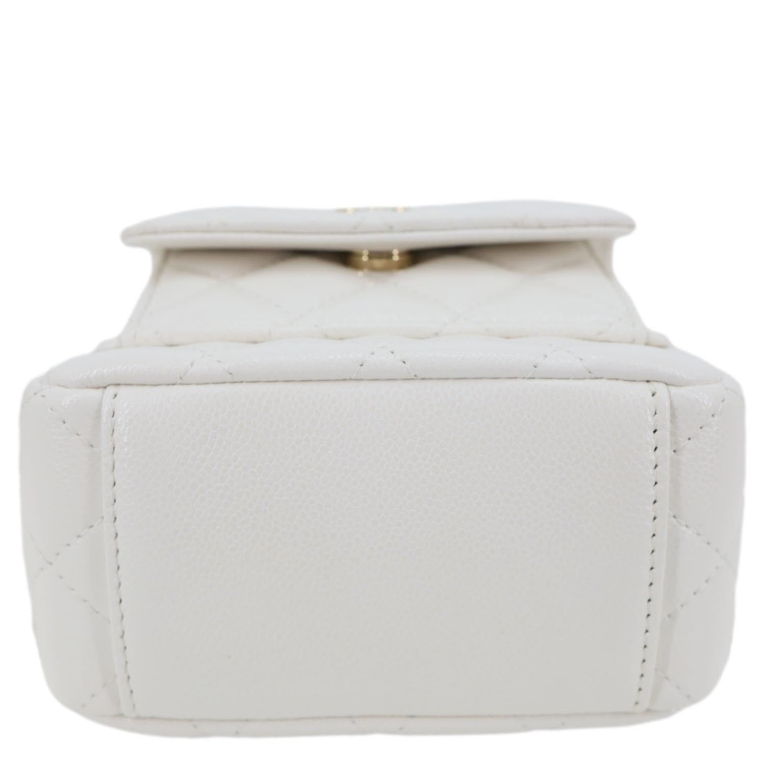 chanel mini backpack white CHANEL Classic CC Mini Quilted Caviar Leather Backpack White