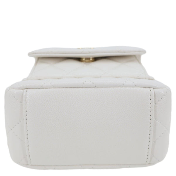 CHANEL Classic CC Mini Quilted Caviar Leather Backpack White